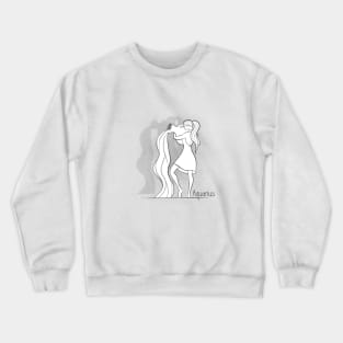 Zodiac sign Aquarius - Black and white lineart Crewneck Sweatshirt